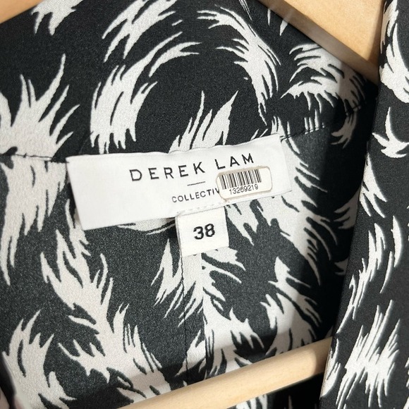 Derek Lam Collection Womens Feather Scarf Neck Dress 38 Black White 3/4 Sleeve - Picture 6 of 10